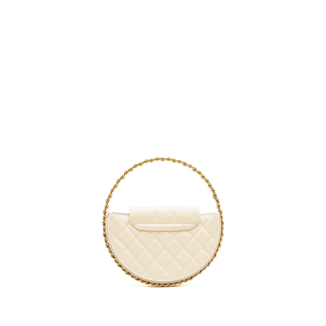 Chanel round clutch patent leather white GHW (microchip)