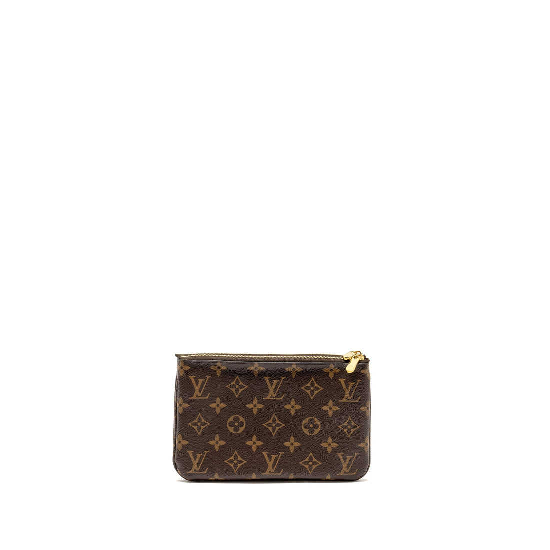 Louis Vuitton double zip clutch with chain Vivien holiday printed monogram canvas GHW