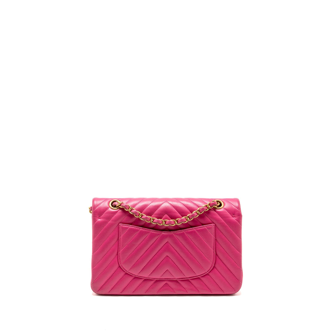 Chanel Medium chevron Classic Double flap bag lambskin pink GHW