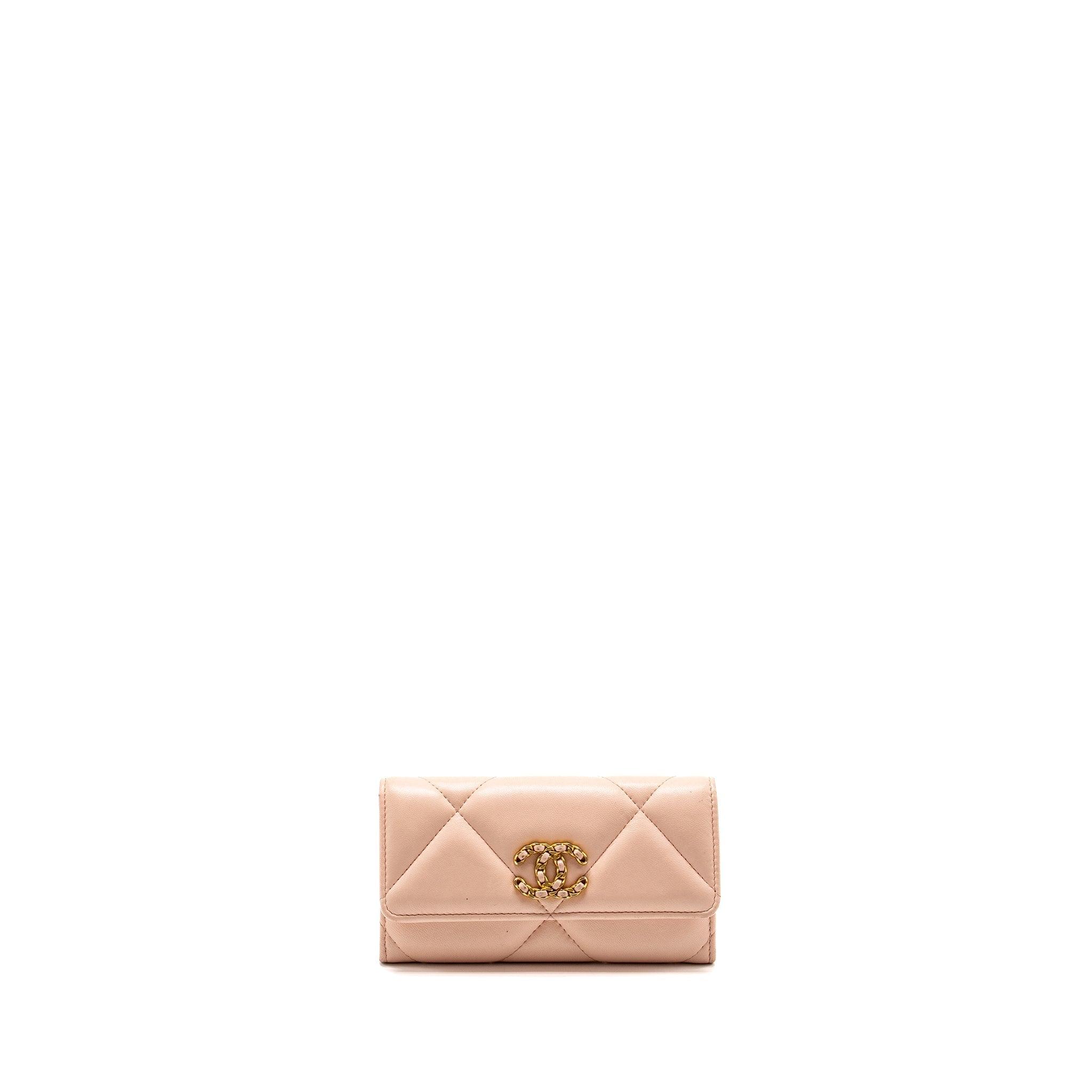 Chanel 19 Long Flap Wallet Lambskin Pink GHW (Microchip)