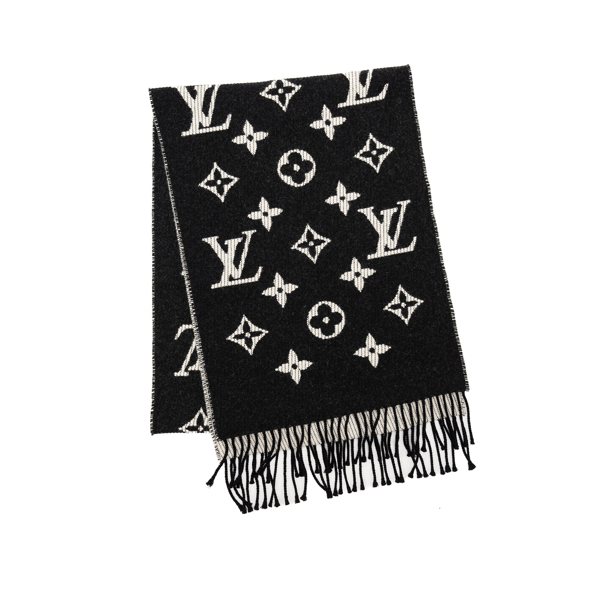 Louis Vuitton Giant Monogram Scarf Cashmere/Wool Black/White