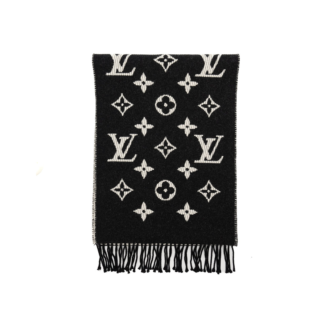 Louis Vuitton Giant Monogram Scarf Cashmere/Wool Black/White