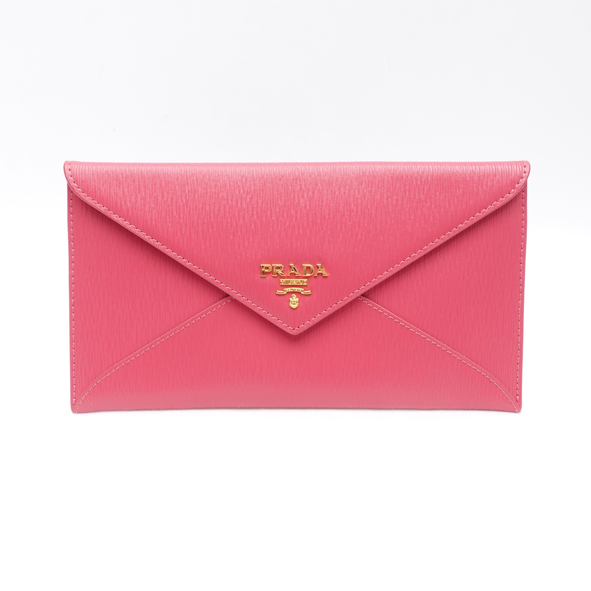 Pink Vitello Move Leather Clutch Bag