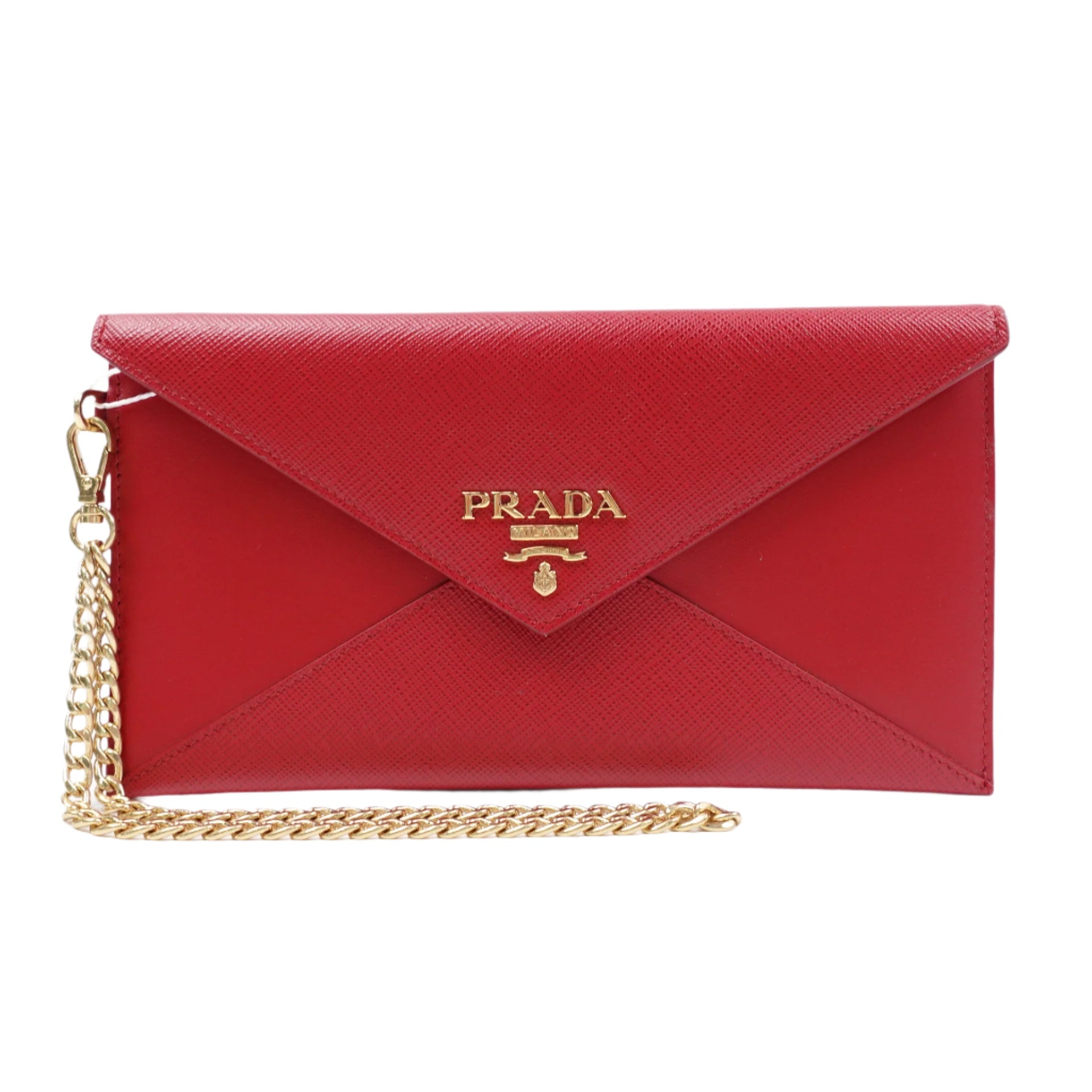 Red Saffiano Leather Envelope Clutch