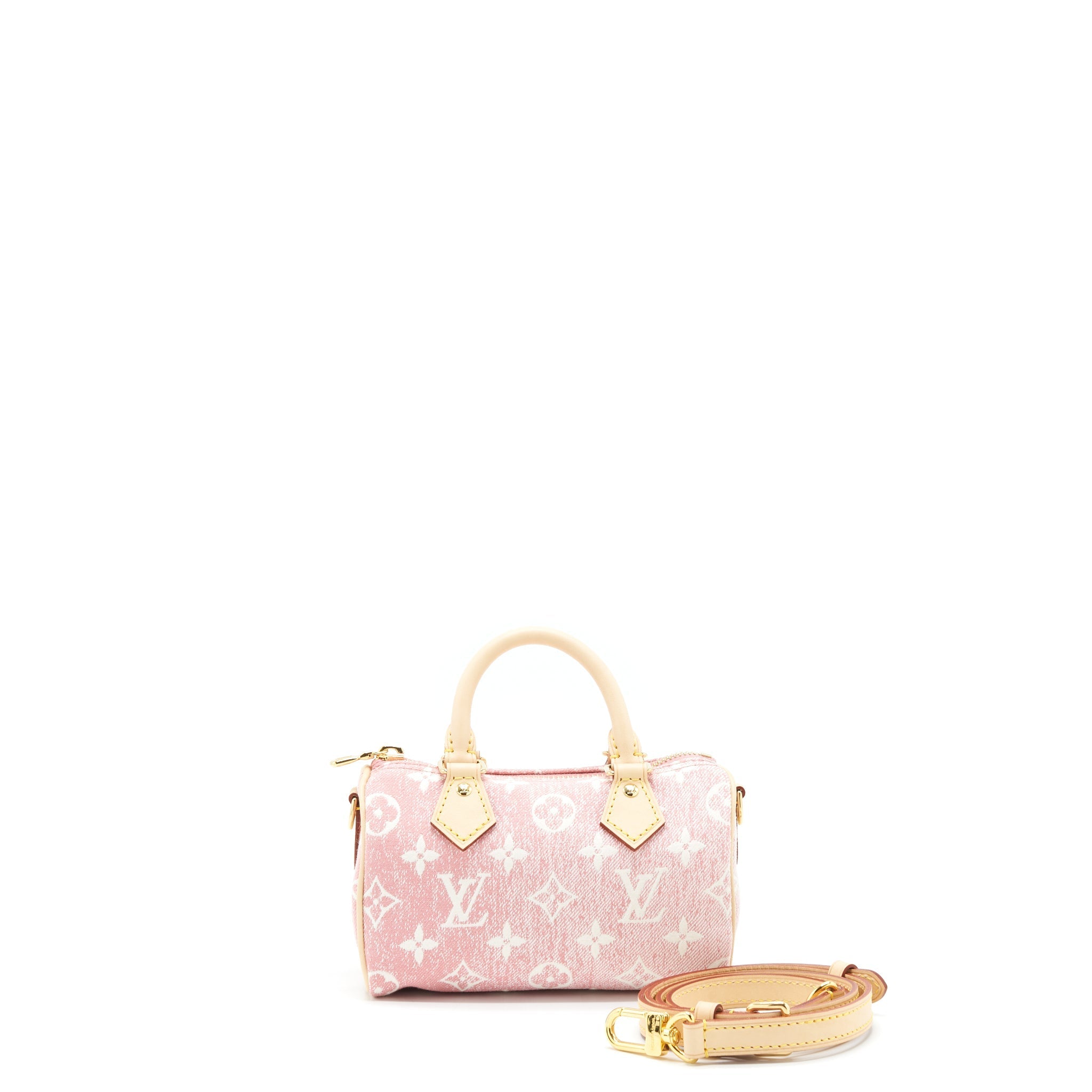 Louis Vuitton nano Speedy Monogram jacquard denim pink