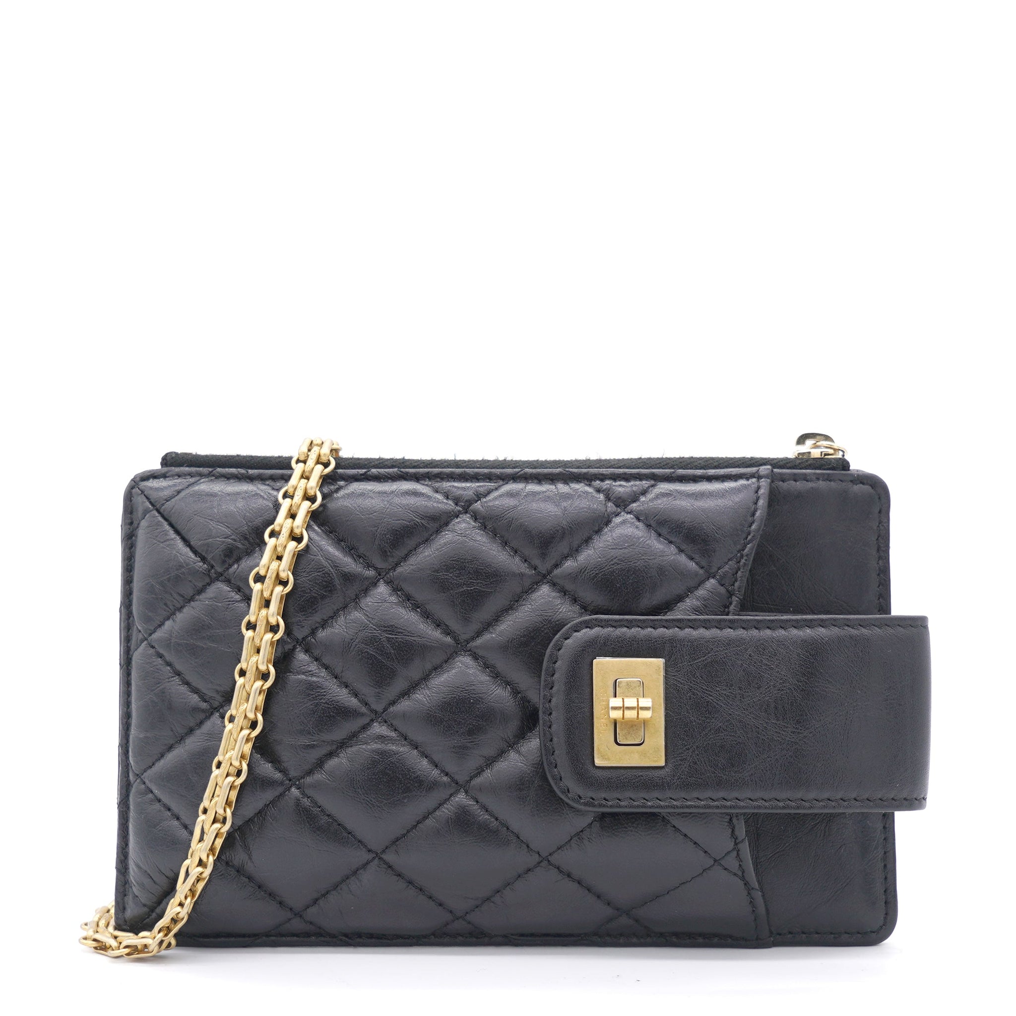 Chanel 2.55 Calfskin Quilted Small Phone Case With Chain
