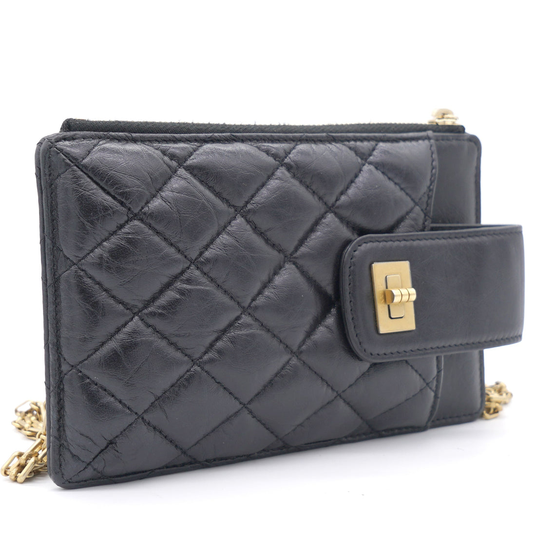 Chanel 2.55 Calfskin Quilted Small Phone Case With Chain