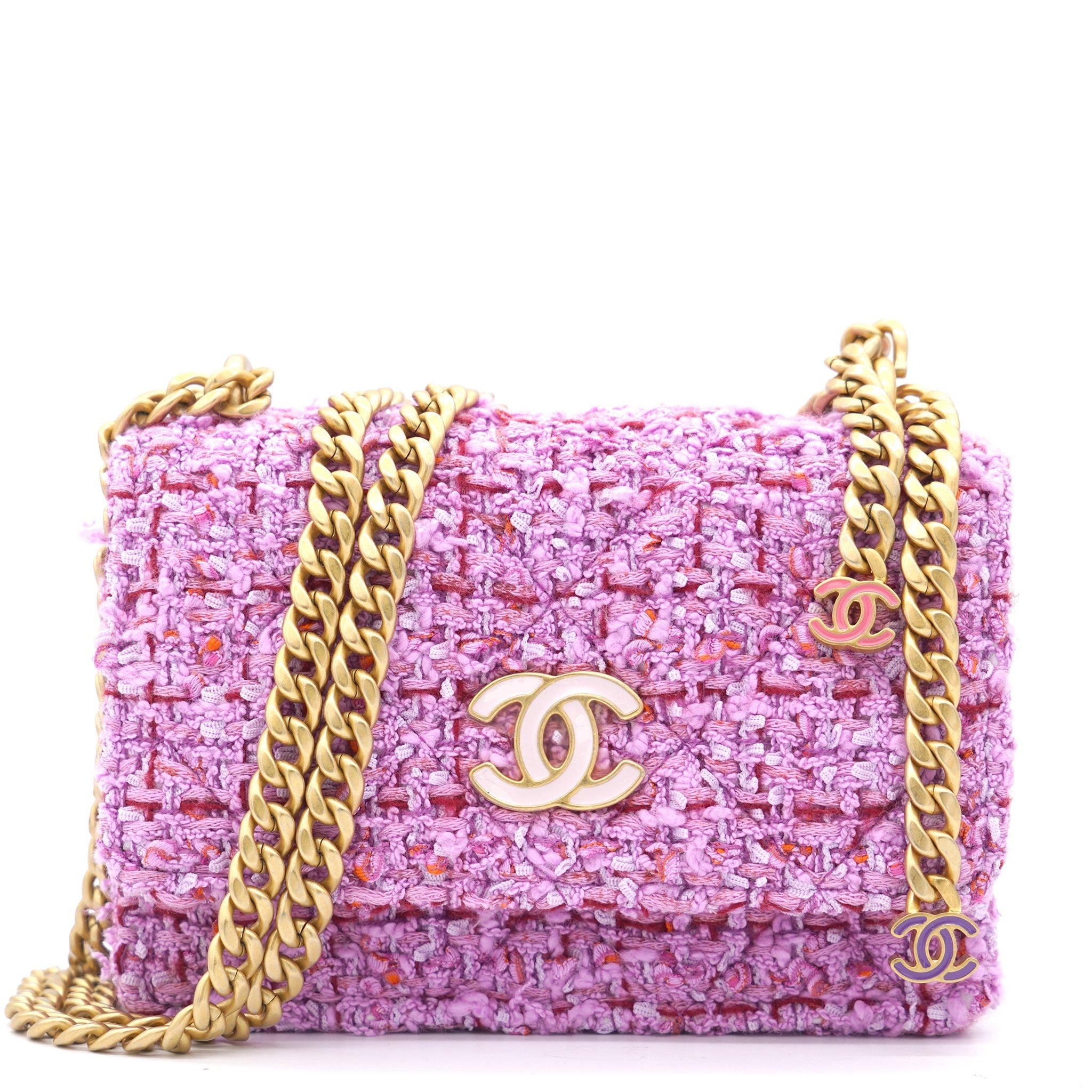 Chanel Pink Tweed Card on Chain