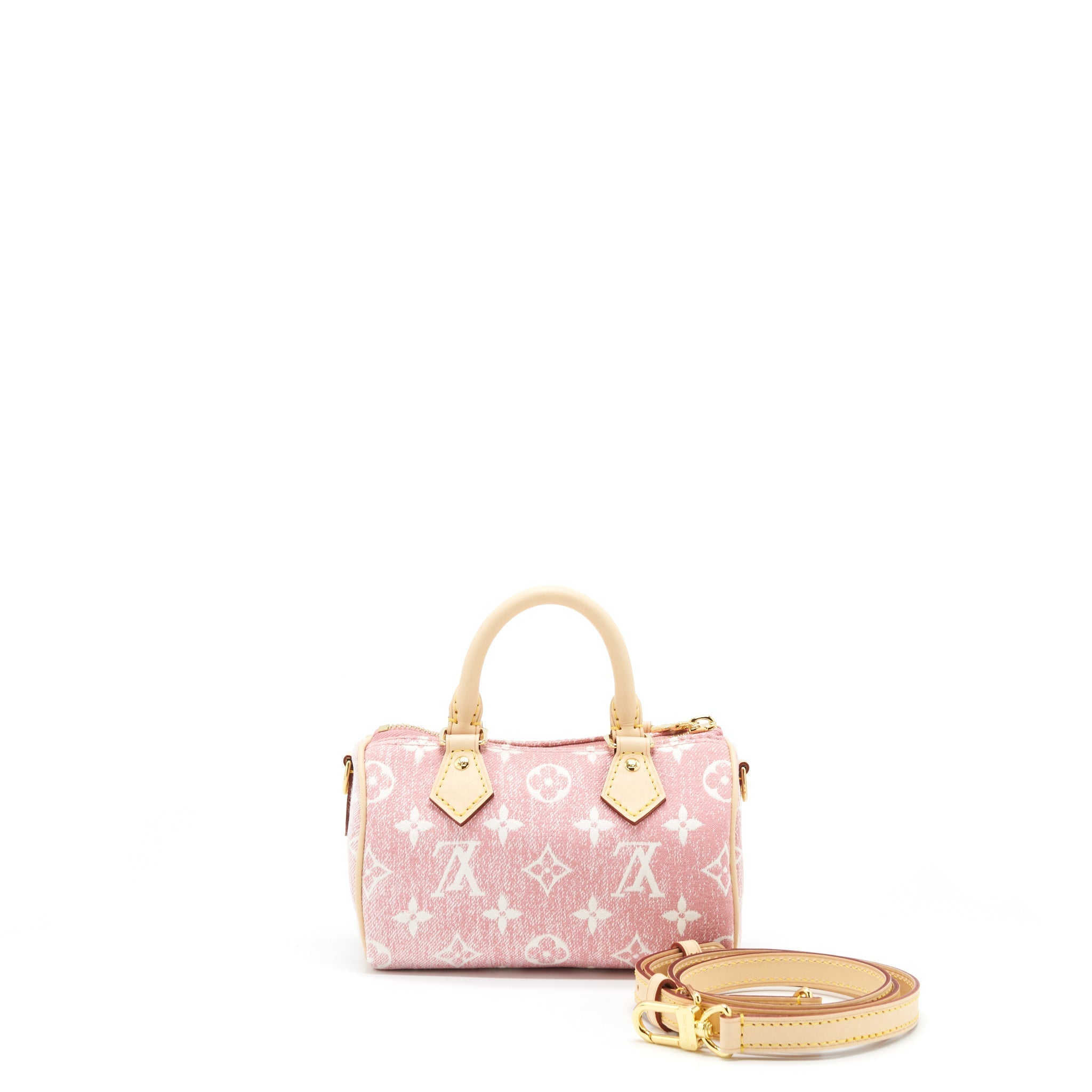 Louis Vuitton Nano Speedy Monogram Jacquard Denim Pink