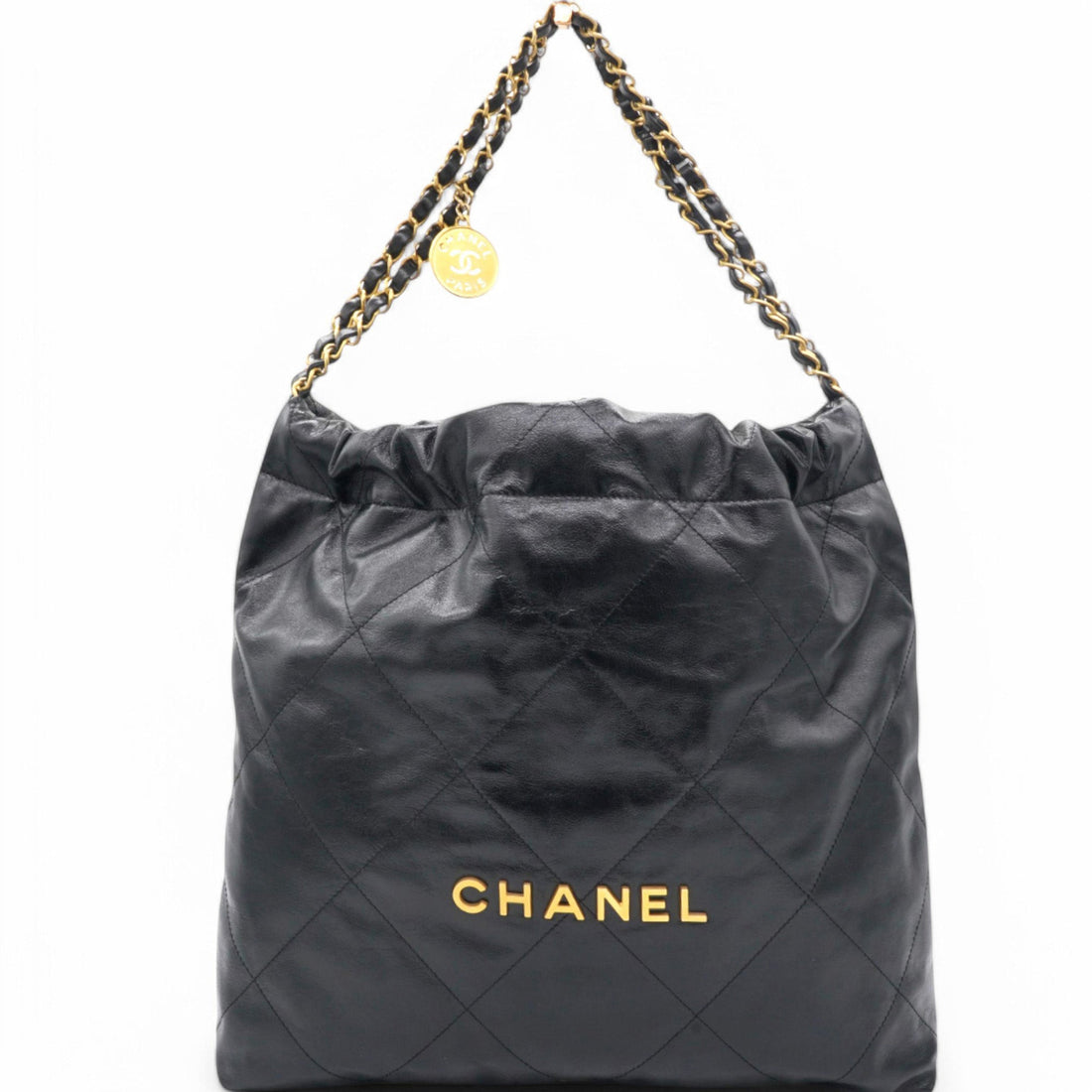 Chanel Shiny Quilted Medium Chanel 22 Black