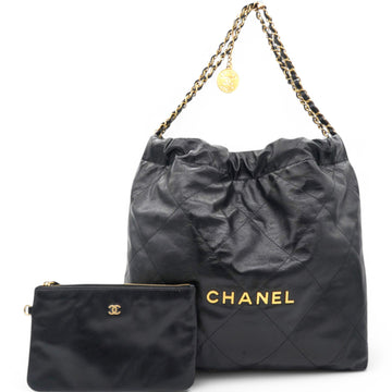 Chanel Shiny Quilted Medium Chanel 22 Black