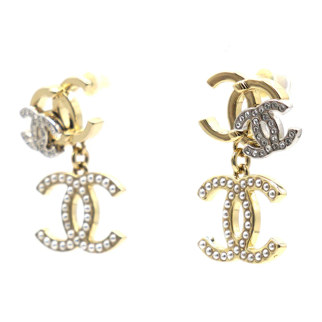 Chanel Triple CC Crystal Drop Earrings