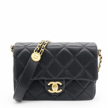 Chanel Caviar Quilted Mini Twist Your Buttons Flap Black