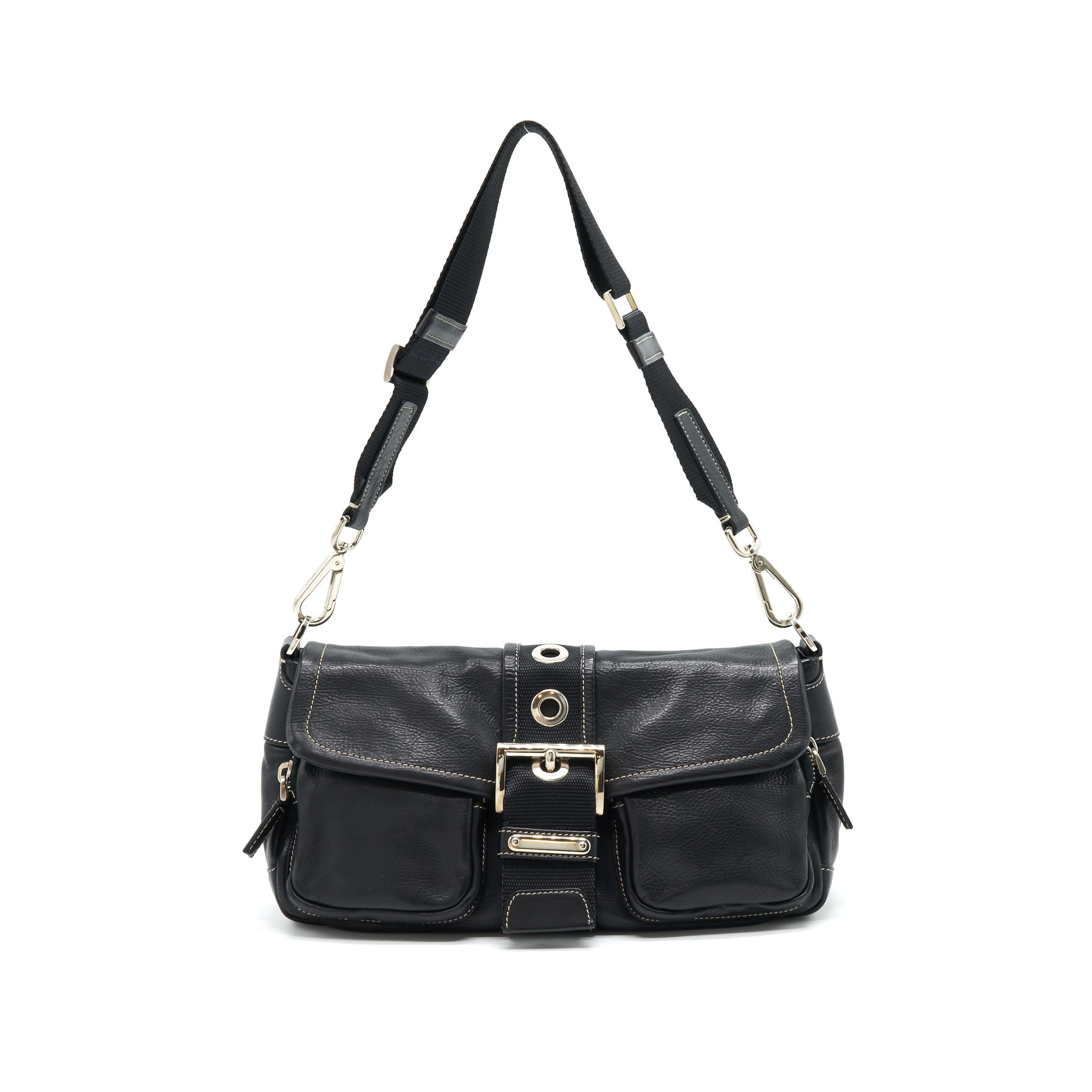 PRADA Long Shoulder Bag in Black SHW