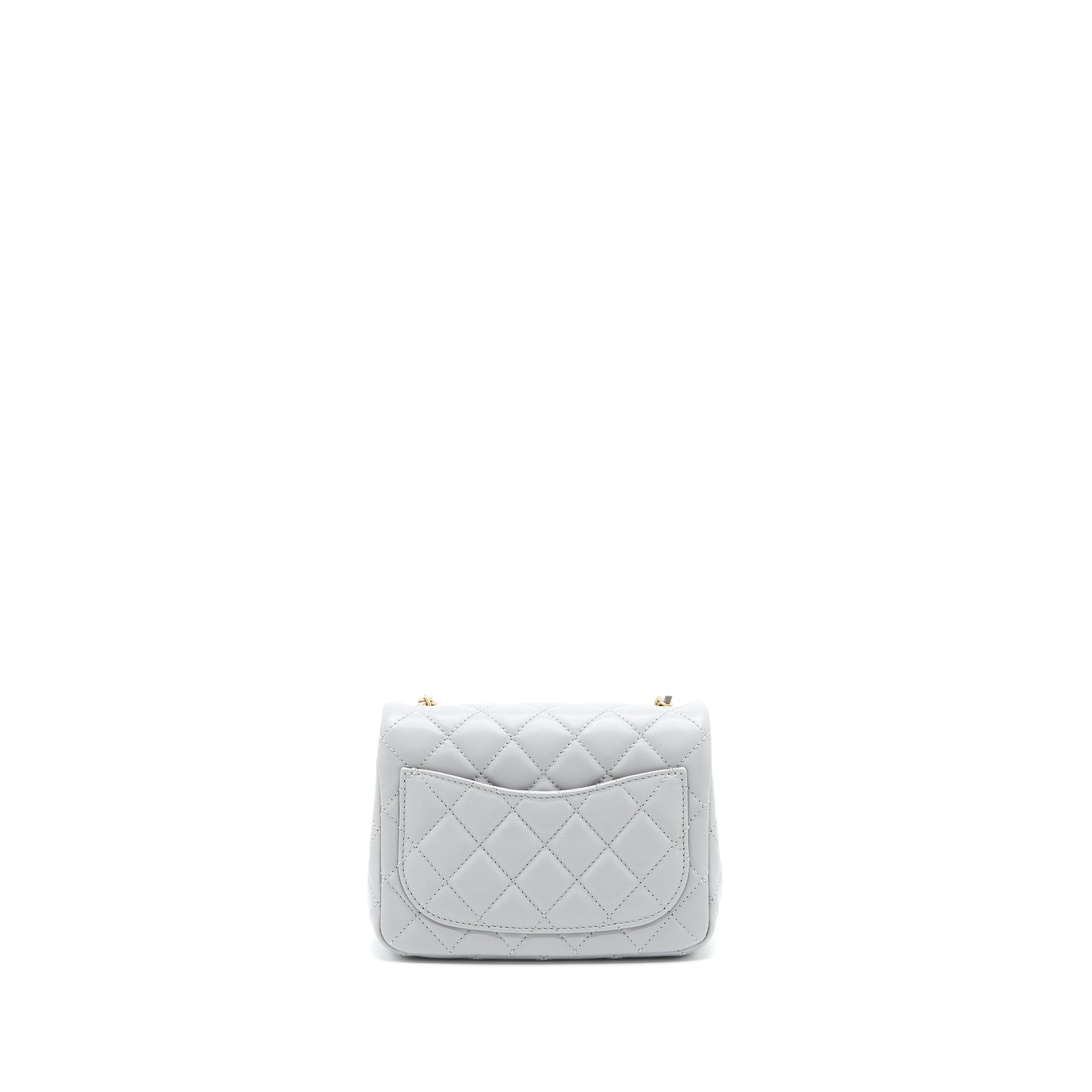 Chanel 21B Pearl Crush mini square Flap Bag grey GHW