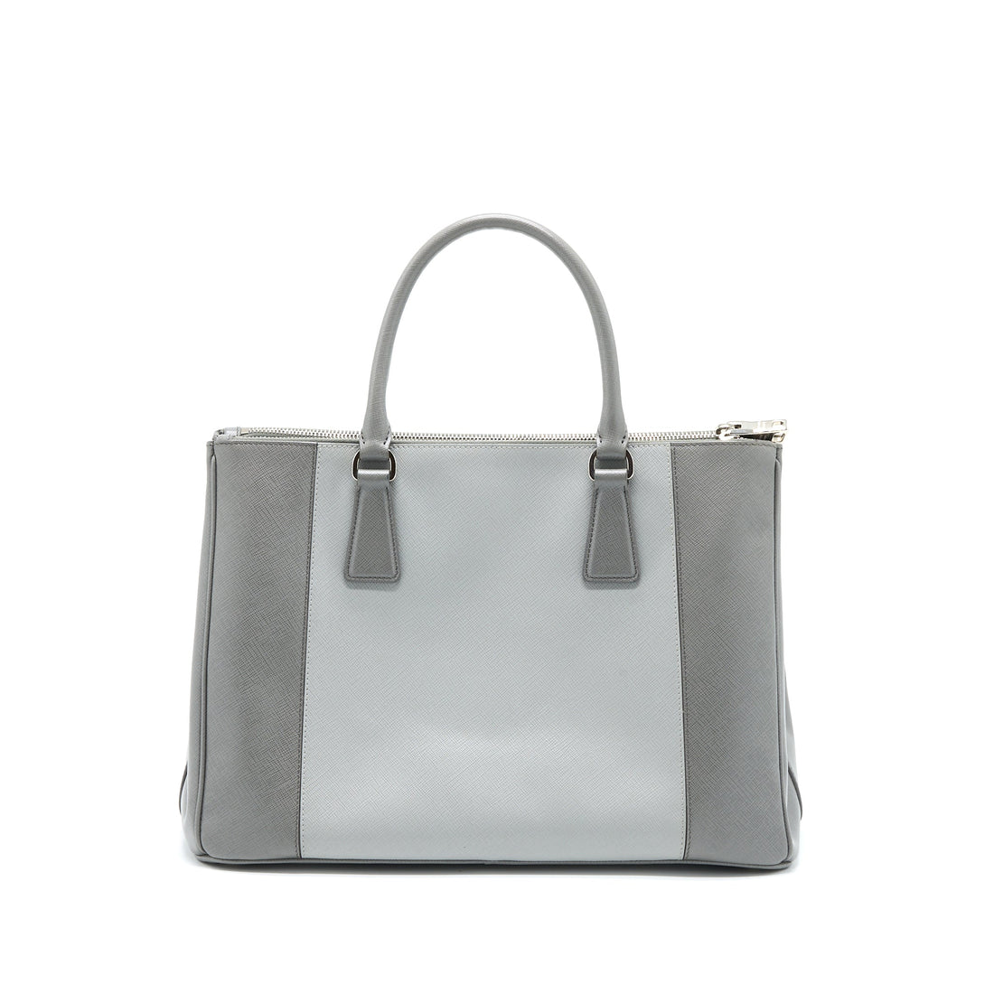 Prada Double Zip Tote Bag Saffiano Calfskin Multicolour Grey SHW