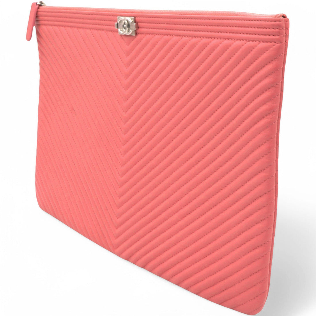 Chanel Caviar Chevron Clutch Pink