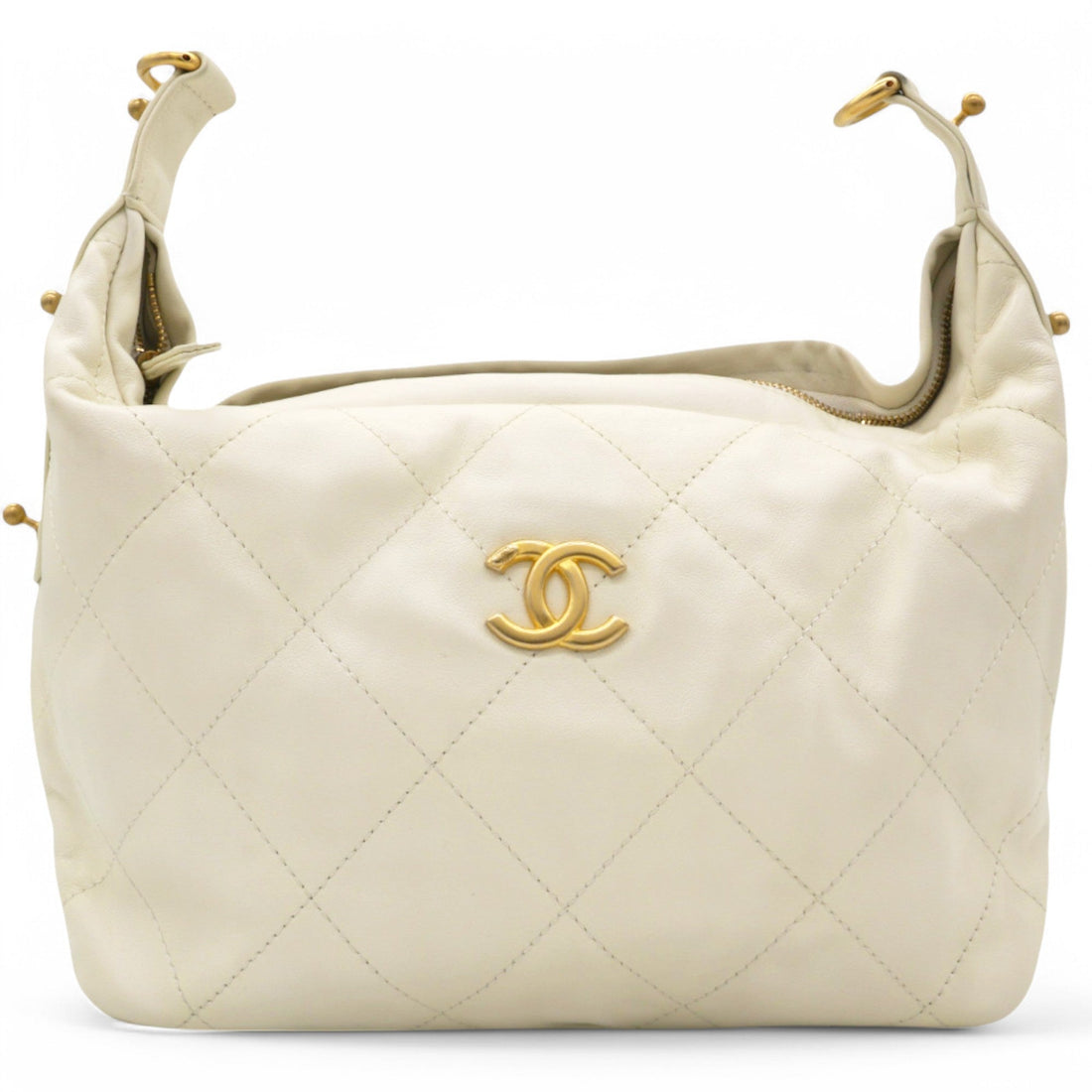 Chanel Calfskin Quilted Daily Hobo White