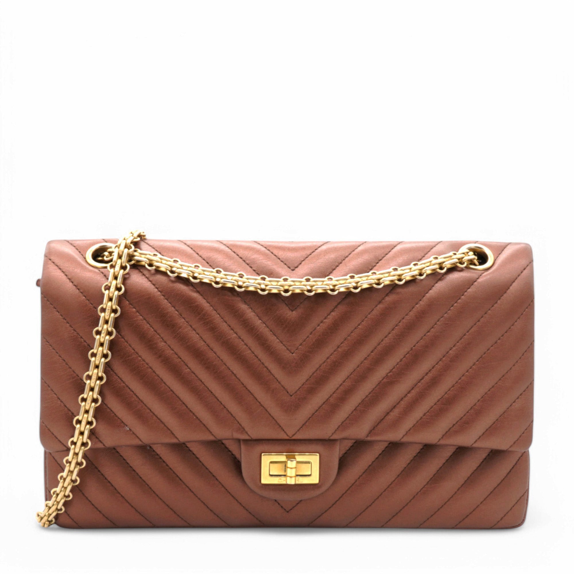 Chanel Metallic Chevron Quilted 2.55 Reissue 226 Flap Gold