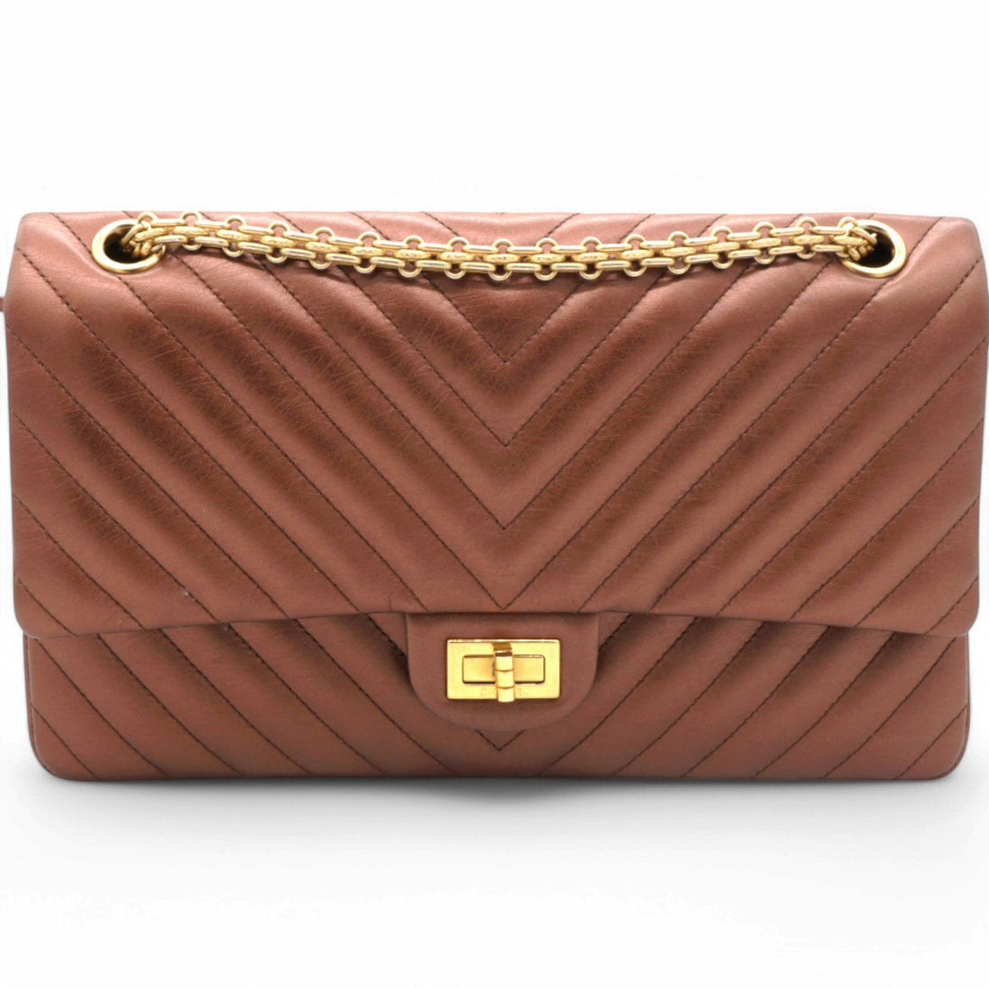 Chanel Metallic Chevron Quilted 2.55 Reissue 226 Flap Gold
