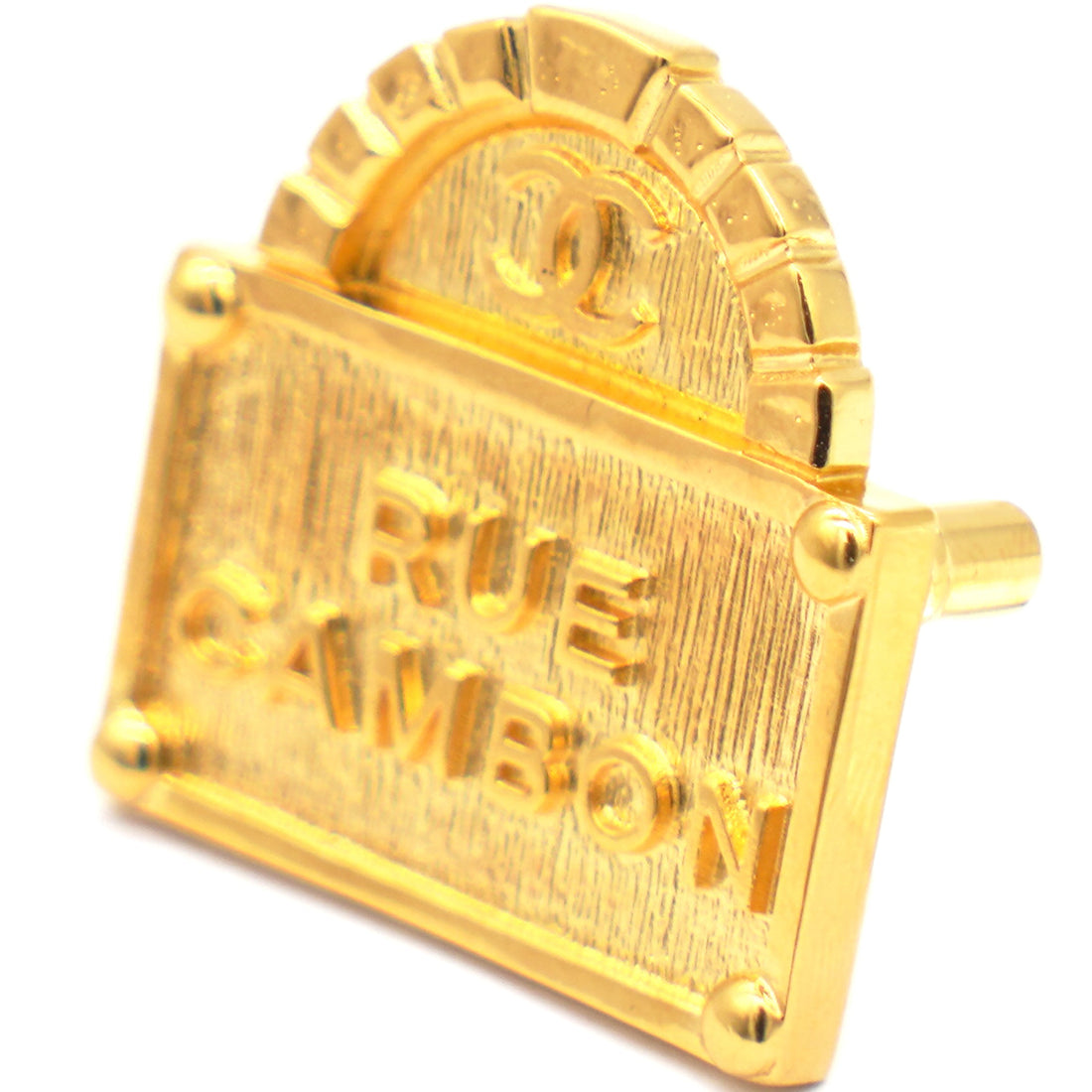 Chanel Rue Cambon Gold Dome Brooch