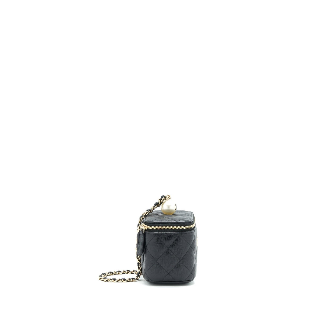 Chanel small Vanity Clutch with Chain with CC Pearl Caviar Black LGHW