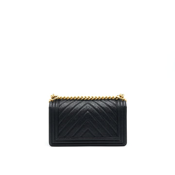 Chanel Chevron medium Boy Chanel Handbag Caviar Black GHW