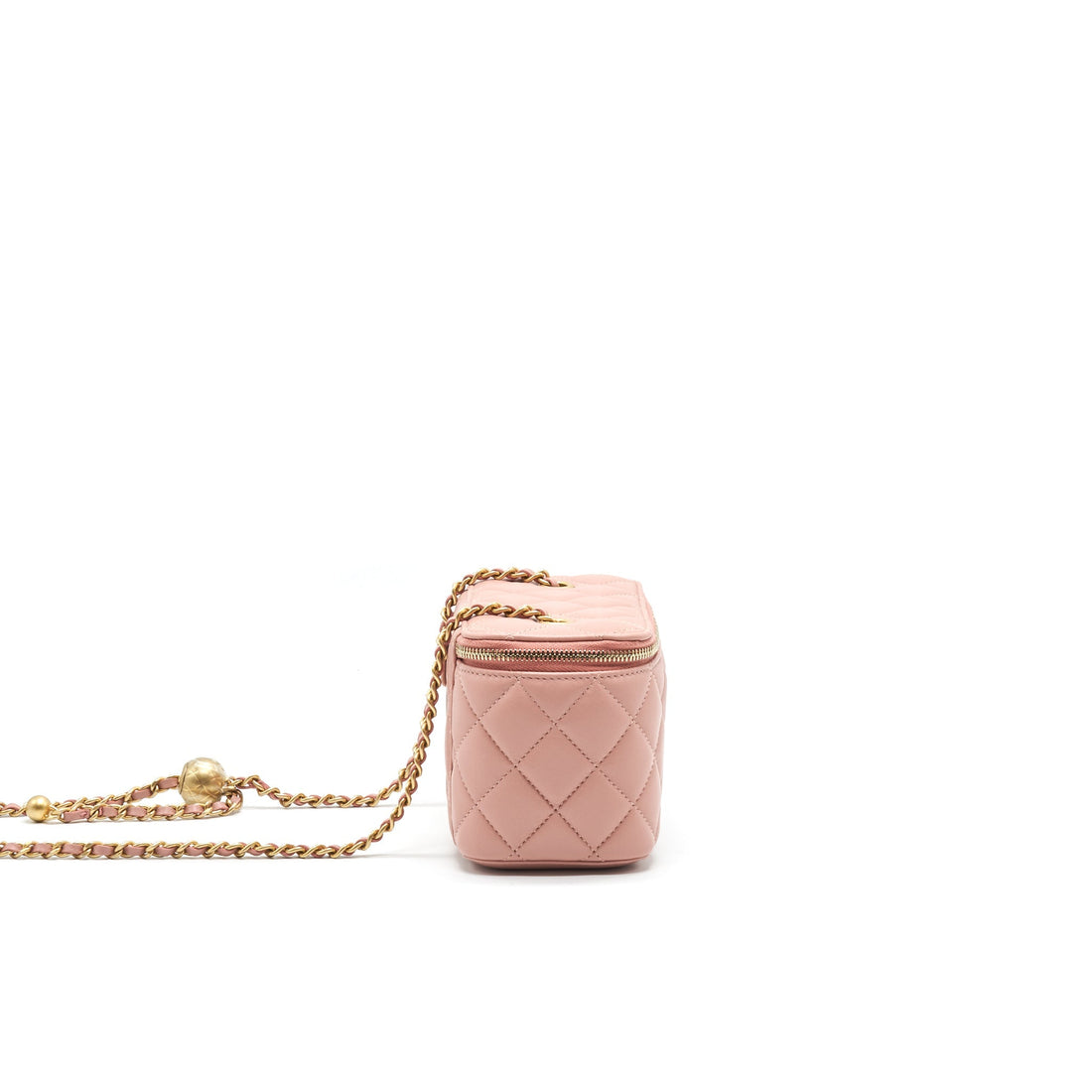 Chanel 21B pearl Crush rectangular Vanity with Chain Dark Pink