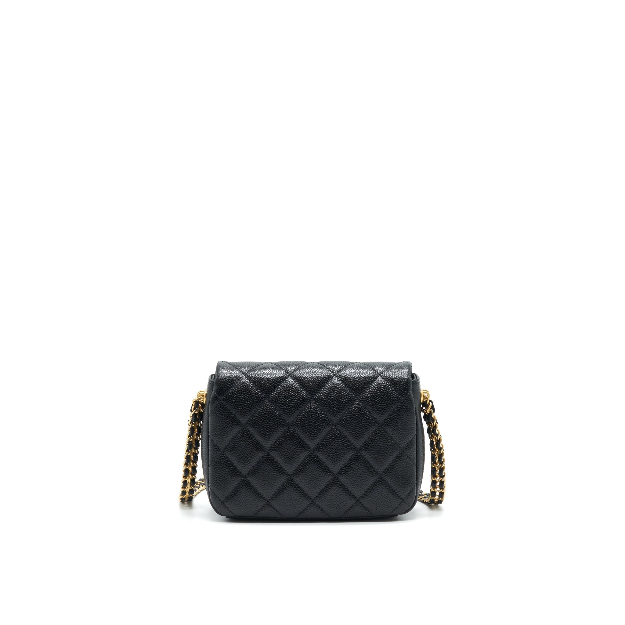 Chanel 21A Mini Square Flap Bag Caviar Black GHW