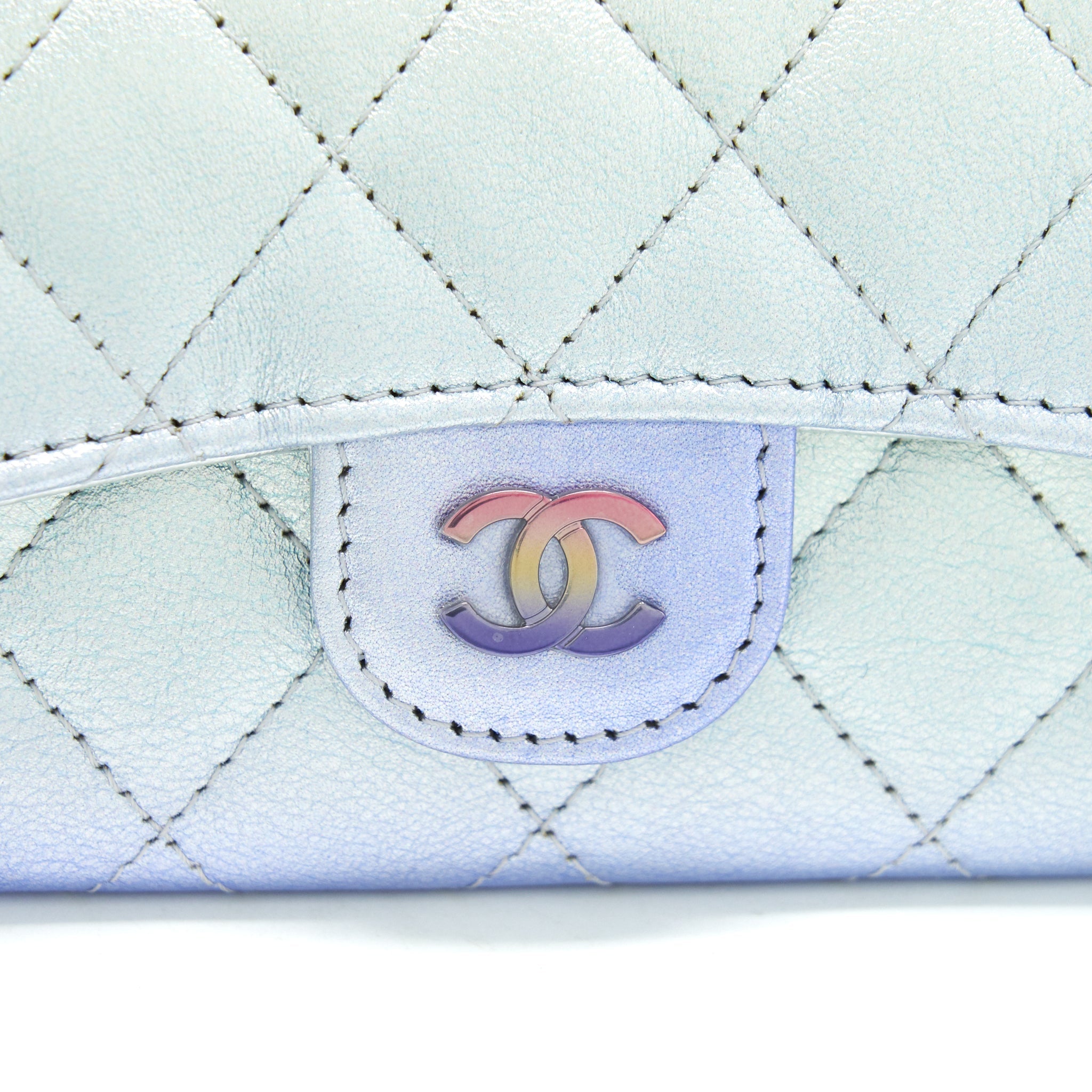 Chanel 21K Ombre Iridescent Small Card Holder with Mermaid Hardware