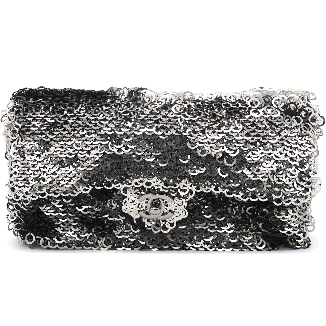 Chanel Sequin Small Single Flap Black White