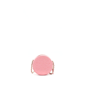 Chanel Camellia Round Clutch With Chain Pink LGHW
