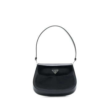 Prada Cleo Shoulder Bag Brushed Leather Black SHW
