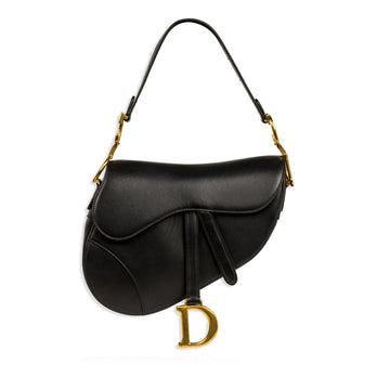 Christian Dior Saddle Bag Black Leather