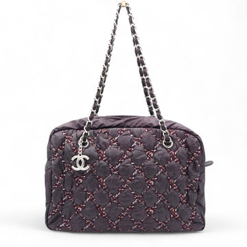 Chanel Nylon Quilted Tweed Stitch Bubble Camera Case Purple
