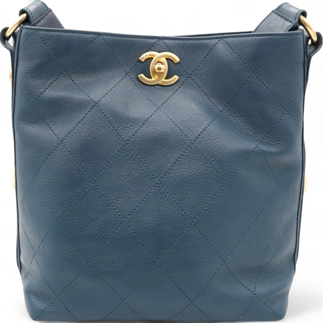 Chanel Button Up Hobo Quilted Calfskin with Grosgrain Small Shoulder Bag