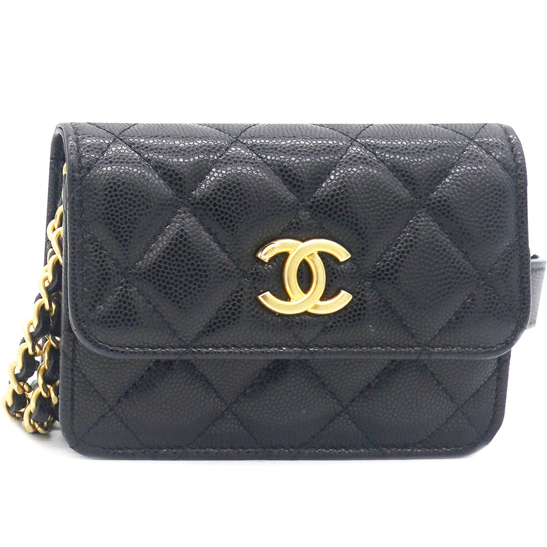 Chanel Mini Caviar Card Case on Chain