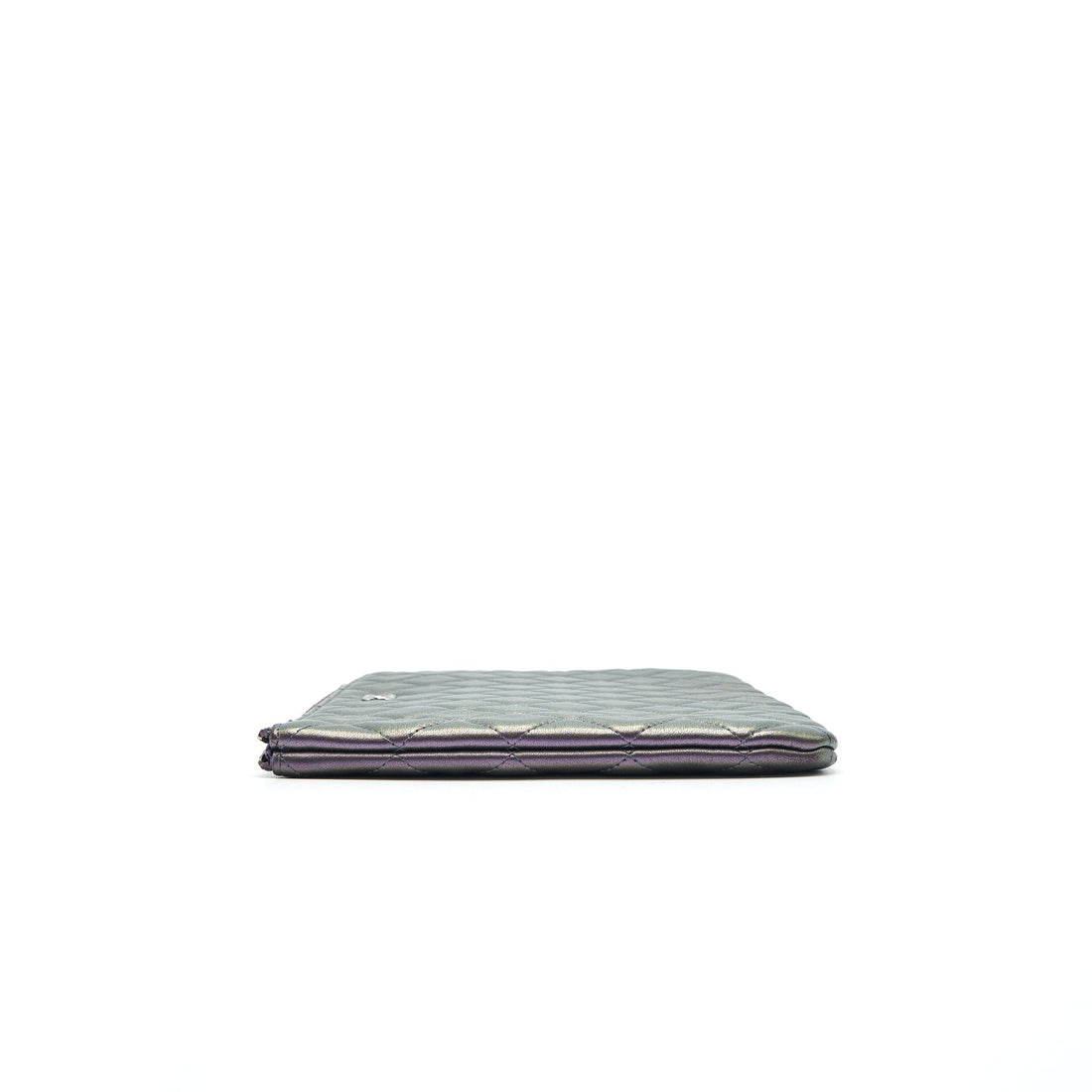Chanel Quilted Leather Clutch Bag in Metallic Purple