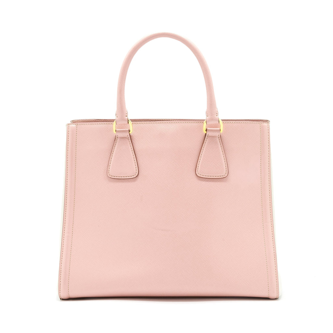 Prada Top Handle Saffiano tote bag Calfskin Pink/ White GHW