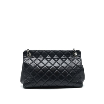 CHANEL QUILTED LEATHER TOTE BAG WITH CHAIN IN CARVIAR BLACK SHW