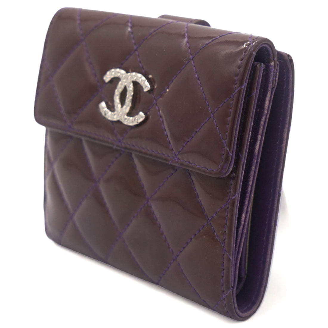 Chanel Purple Patent Classic Small Flap Wallet