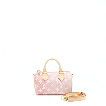Louis Vuitton Nano Speedy Monogram Jacquard Denim Pink GHW