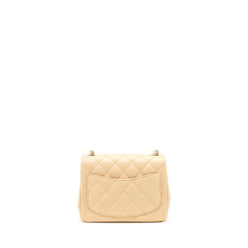 Chanel 22C Mini square flap Bag Lambskin beige LGHW(Microchip)