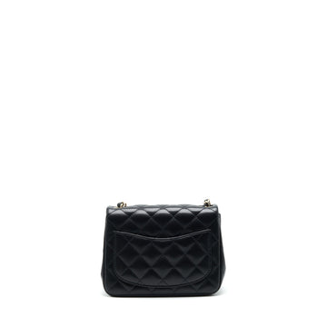 Chanel 22C Mini Square Flap Bag Lambskin Black LGHW(Microchip)