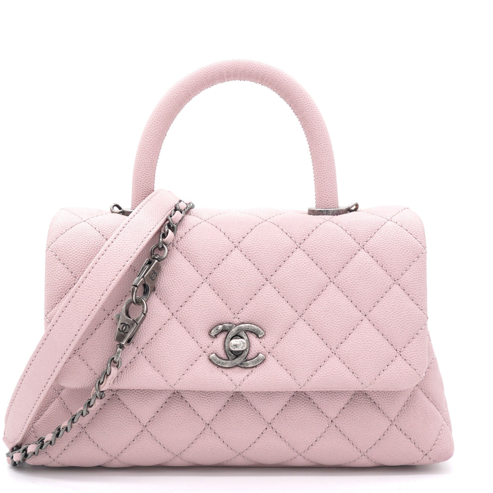 Chanel Pink Caviar Leather Small Coco Top Handle Bag