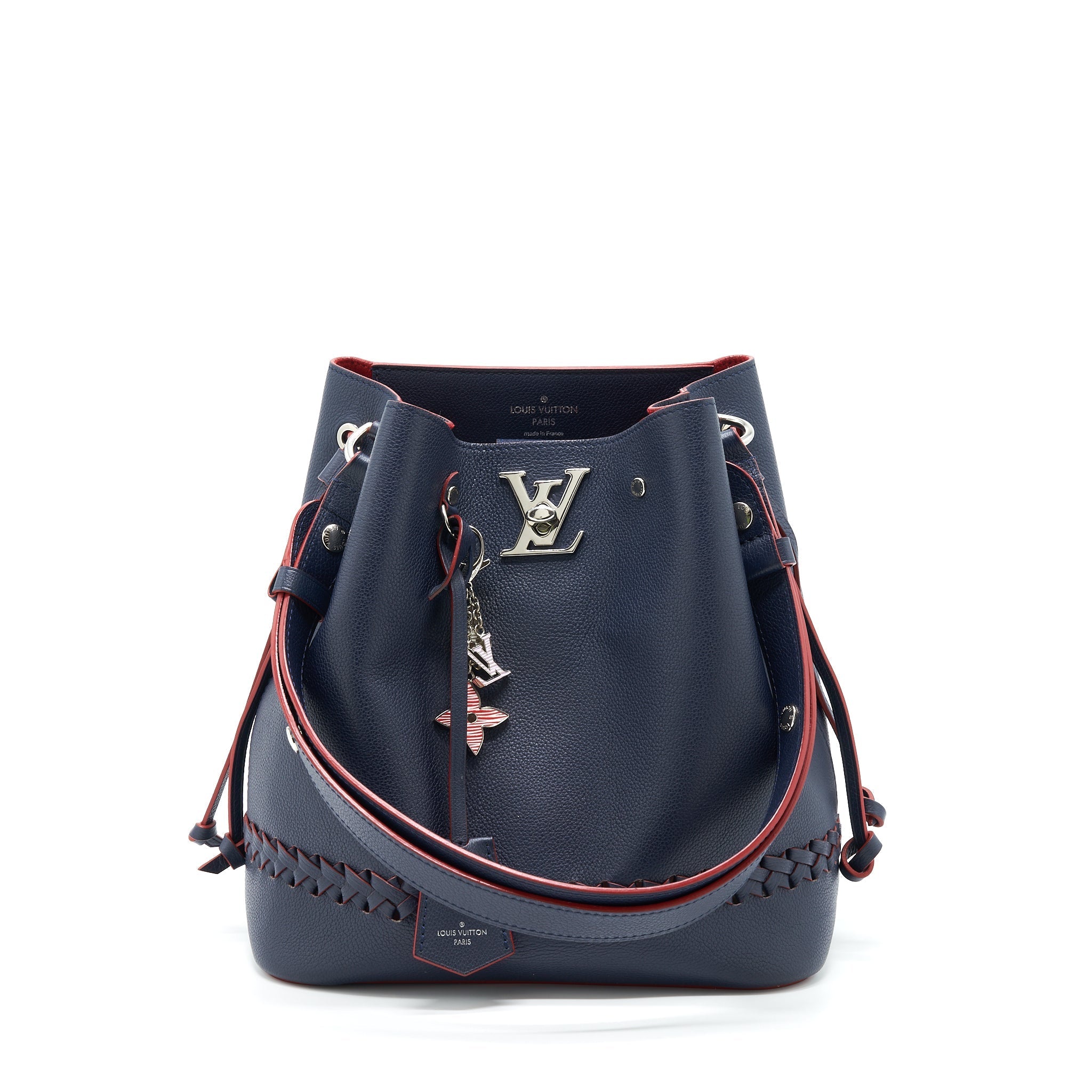 Louis Vuitton Lockme Bucket Bag Navy/Red With An Extra Bag Charm SHW