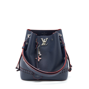 Louis Vuitton Lockme Bucket Bag Navy/Red With An Extra Bag Charm SHW