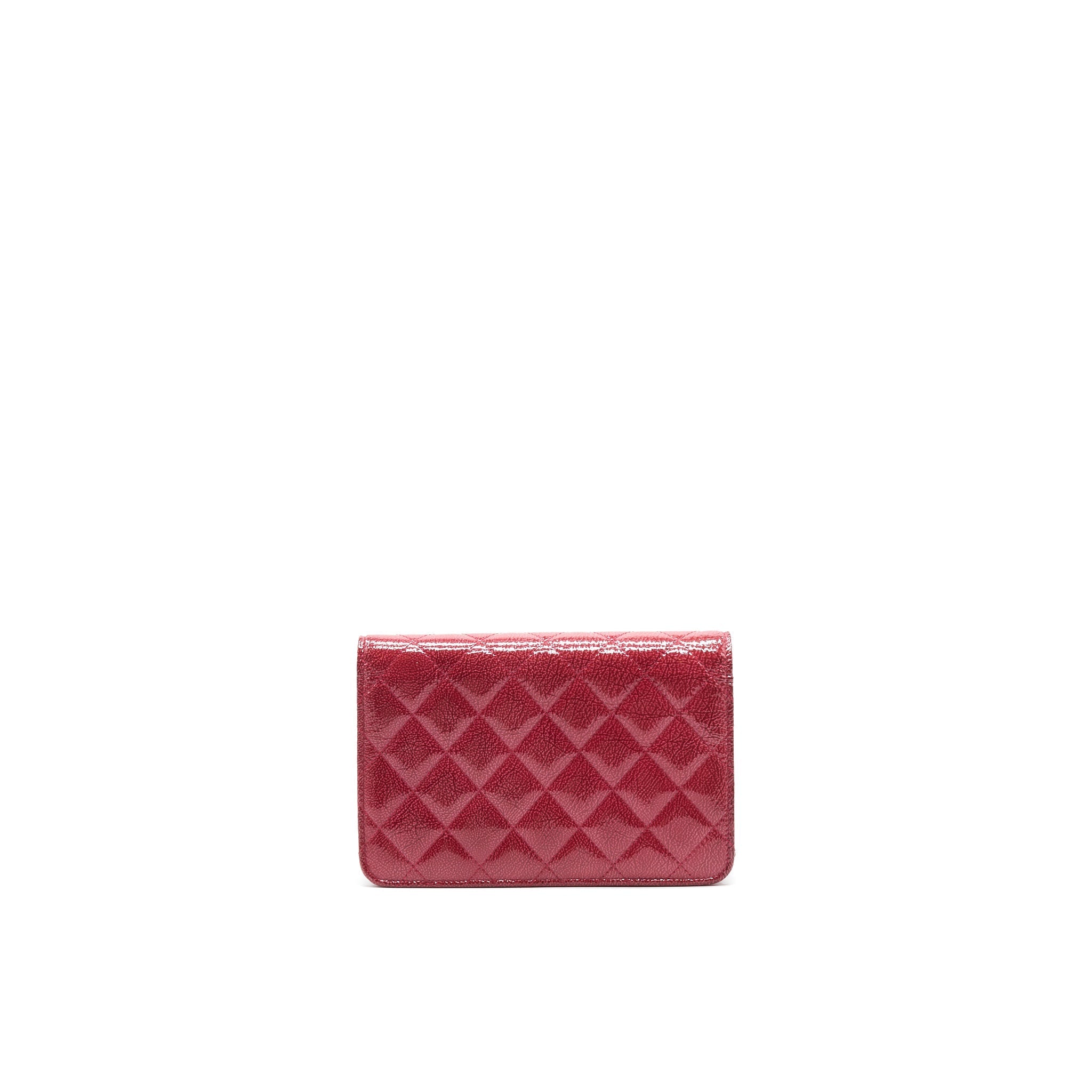 CHANEL WALLET ON CHAIN PATENT LEATHER RED SHW