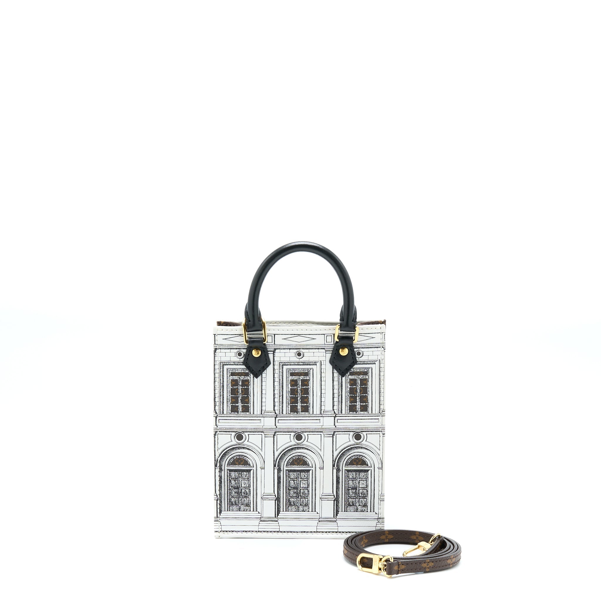 Louis Vuitton Petit Sac Plat Bag White/Black Fornasetti Monogram Canvas GHW