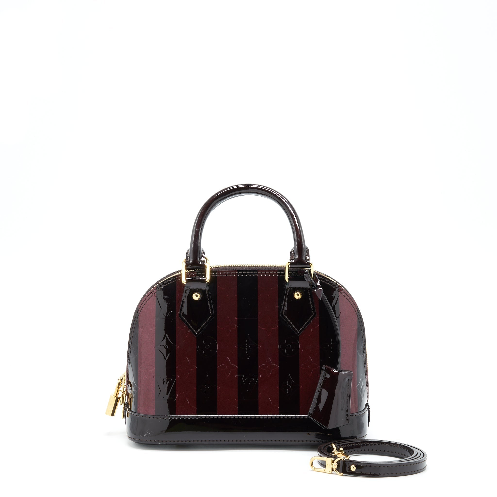 Louis Vuitton Alma BB Patent Amarante Raye GHW